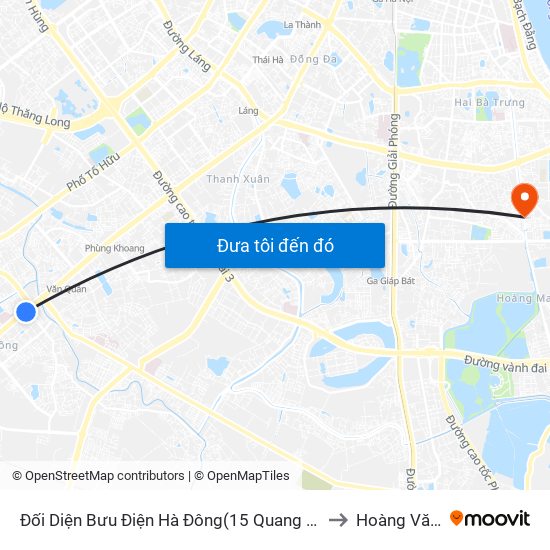 Đối Diện Bưu Điện Hà Đông(15 Quang Trung Hà Đông) to Hoàng Văn Thụ map