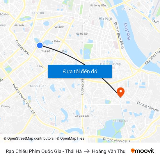 Rạp Chiếu Phim Quốc Gia - Thái Hà to Hoàng Văn Thụ map