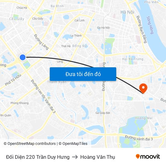 Đối Diện 220 Trần Duy Hưng to Hoàng Văn Thụ map