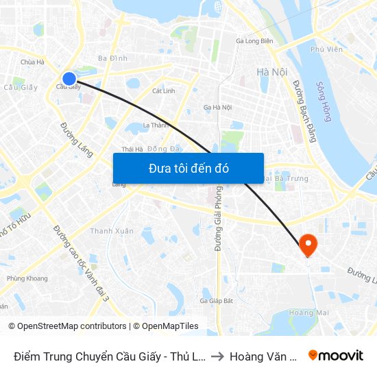 Điểm Trung Chuyển Cầu Giấy - Thủ Lệ 02 to Hoàng Văn Thụ map