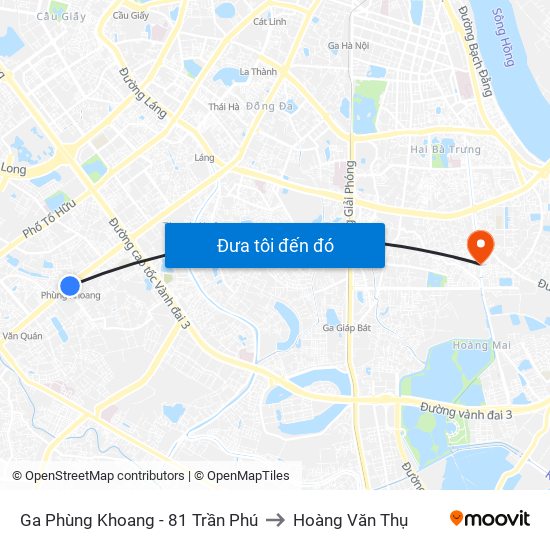 Ga Phùng Khoang - 81 Trần Phú to Hoàng Văn Thụ map