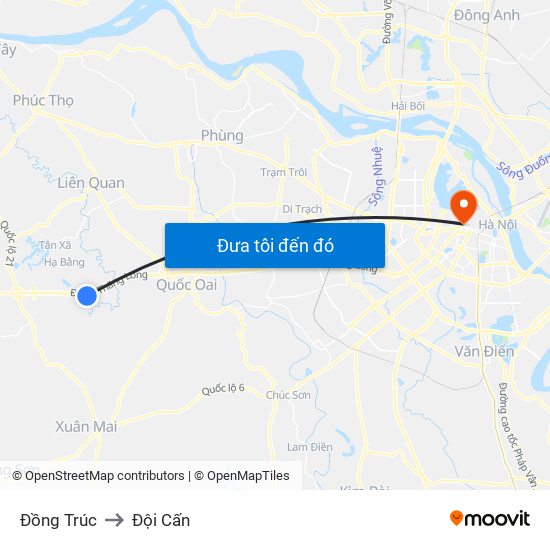 Đồng Trúc to Đội Cấn map