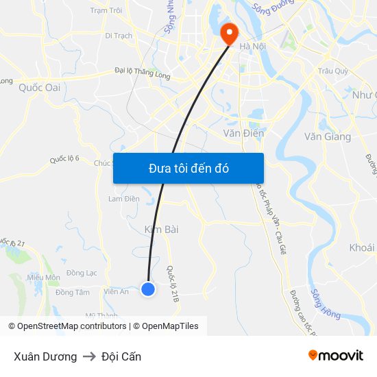 Xuân Dương to Đội Cấn map