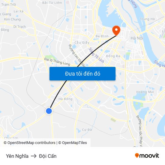 Yên Nghĩa to Đội Cấn map