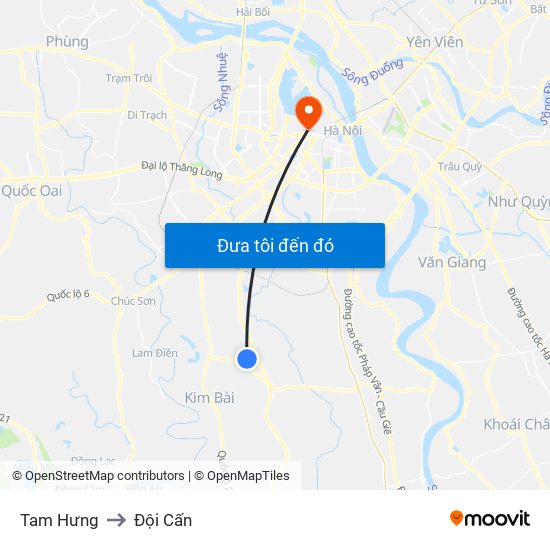 Tam Hưng to Đội Cấn map