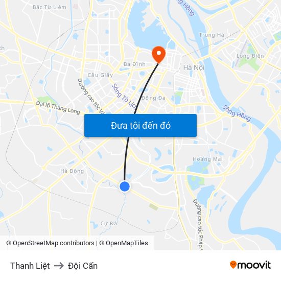 Thanh Liệt to Đội Cấn map