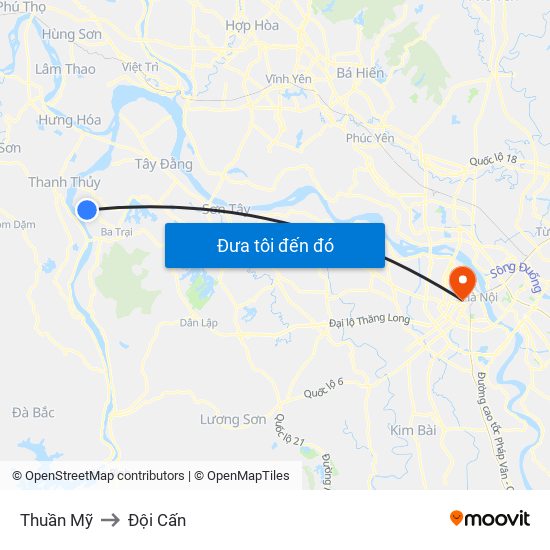 Thuần Mỹ to Đội Cấn map