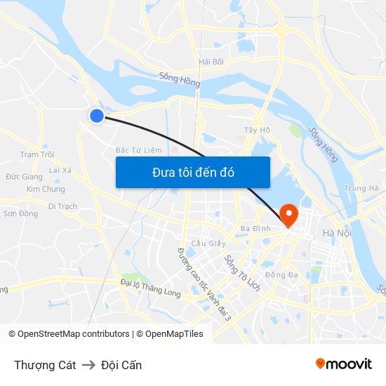 Thượng Cát to Đội Cấn map