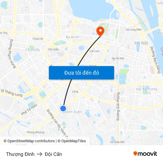 Thượng Đình to Đội Cấn map