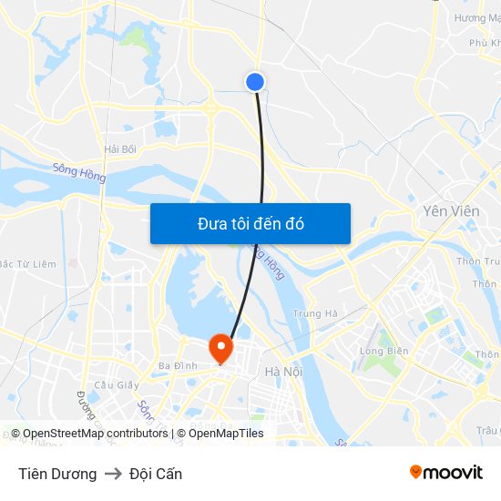 Tiên Dương to Đội Cấn map