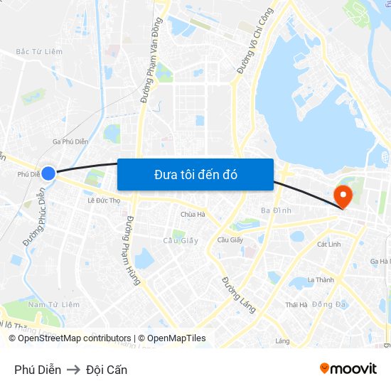 Phú Diễn to Đội Cấn map
