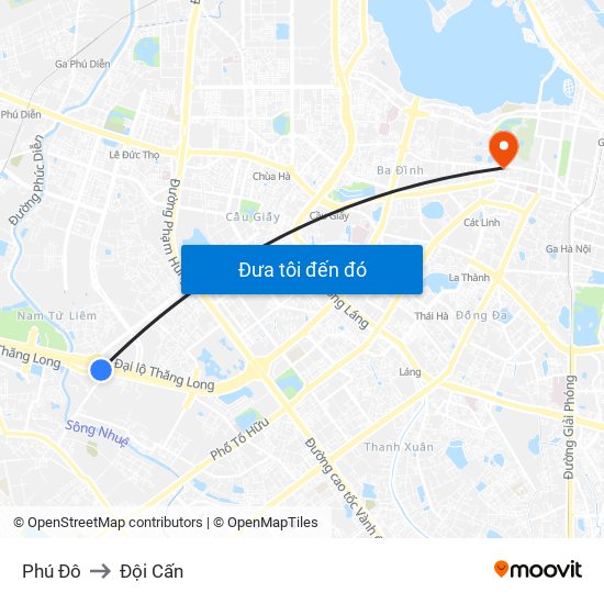 Phú Đô to Đội Cấn map