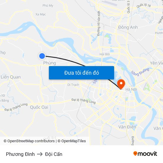 Phương Đình to Đội Cấn map