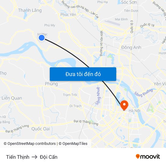 Tiến Thịnh to Đội Cấn map