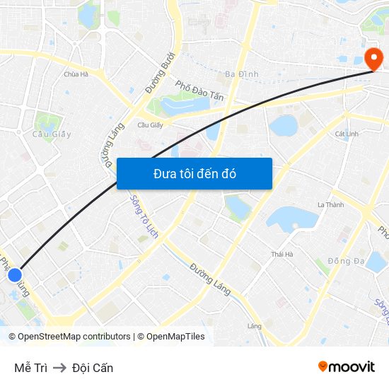 Mễ Trì to Đội Cấn map