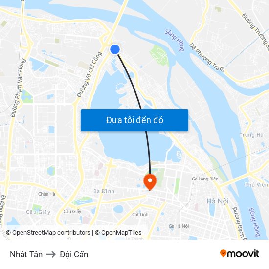 Nhật Tân to Đội Cấn map