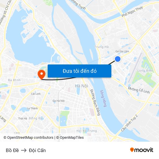 Bồ Đề to Đội Cấn map
