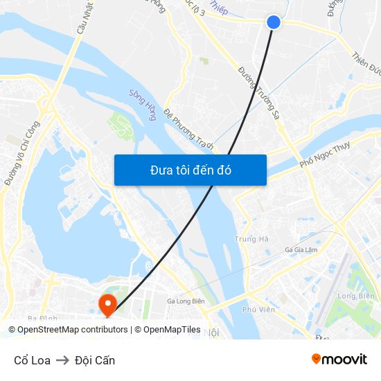 Cổ Loa to Đội Cấn map