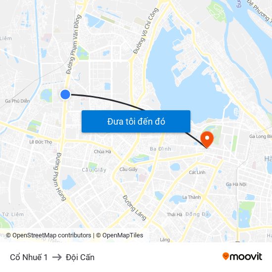 Cổ Nhuế 1 to Đội Cấn map