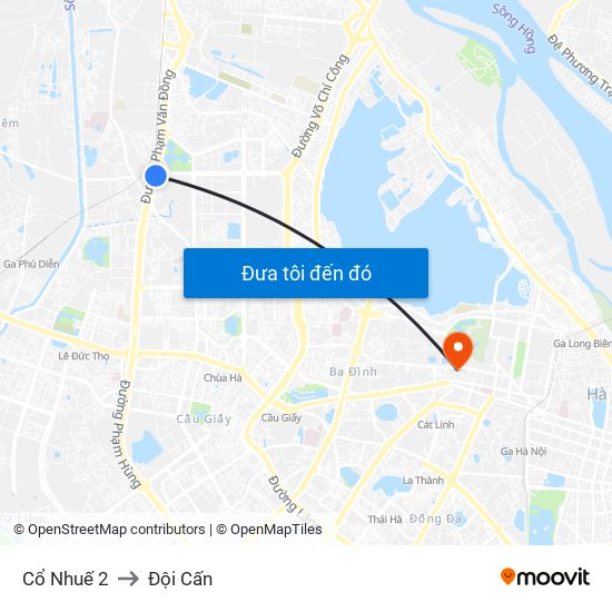 Cổ Nhuế 2 to Đội Cấn map