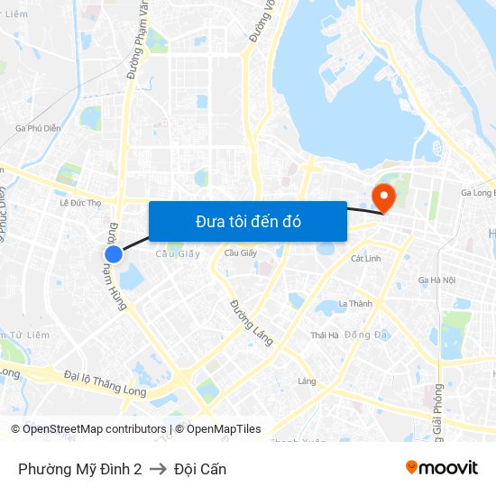 Phường Mỹ Đình 2 to Đội Cấn map