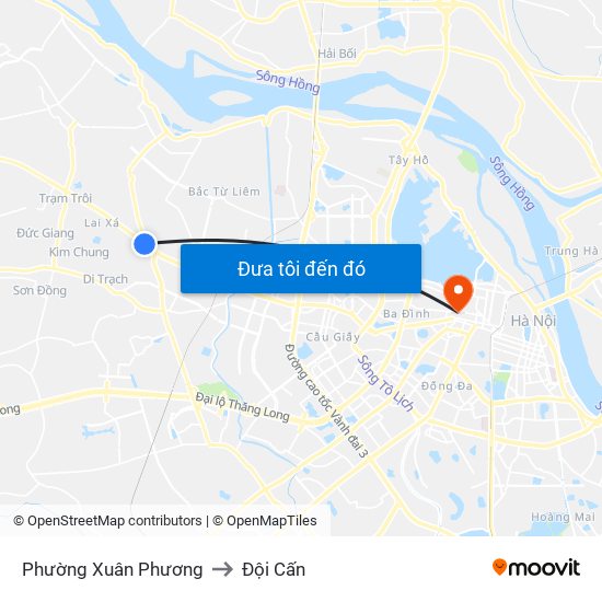 Phường Xuân Phương to Đội Cấn map