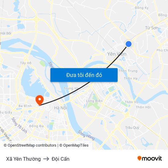 Xã Yên Thường to Đội Cấn map