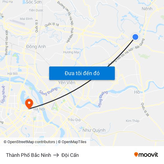 Thành Phố Bắc Ninh to Đội Cấn map