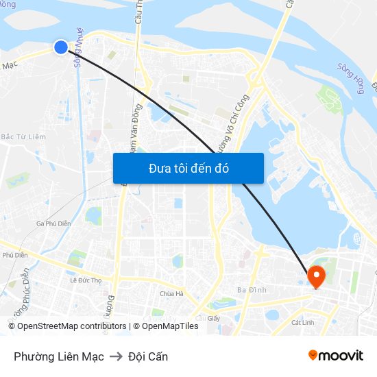 Phường Liên Mạc to Đội Cấn map