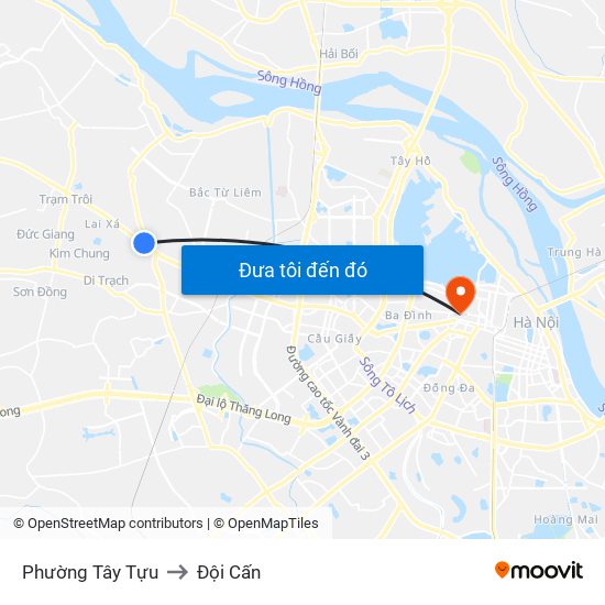 Phường Tây Tựu to Đội Cấn map