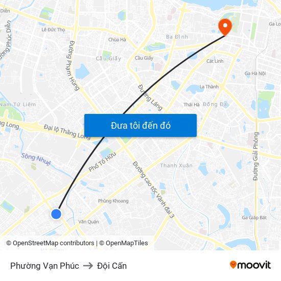 Phường Vạn Phúc to Đội Cấn map