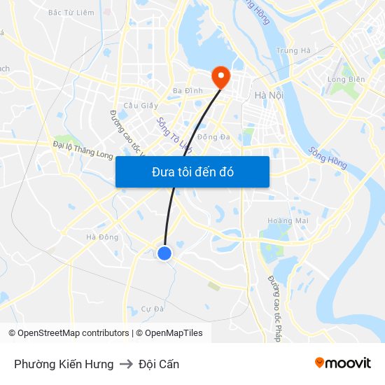 Phường Kiến Hưng to Đội Cấn map