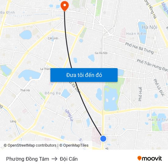 Phường Đồng Tâm to Đội Cấn map