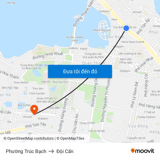 Phường Trúc Bạch to Đội Cấn map