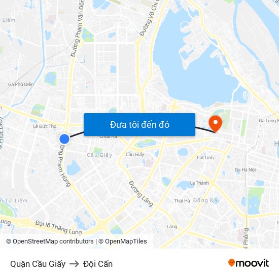 Quận Cầu Giấy to Đội Cấn map