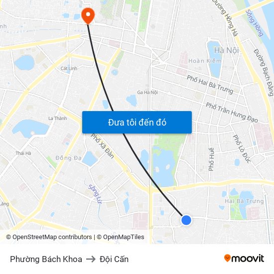 Phường Bách Khoa to Đội Cấn map