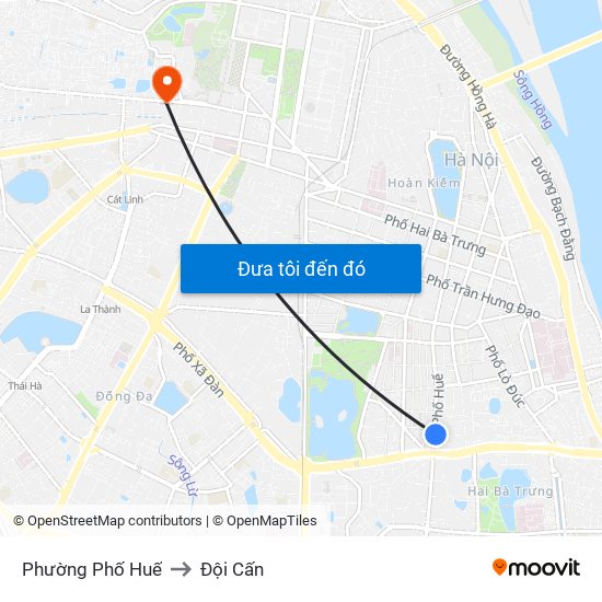 Phường Phố Huế to Đội Cấn map