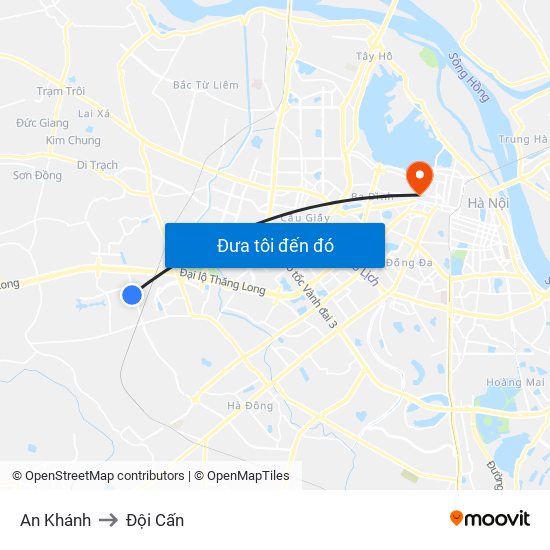 An Khánh to Đội Cấn map