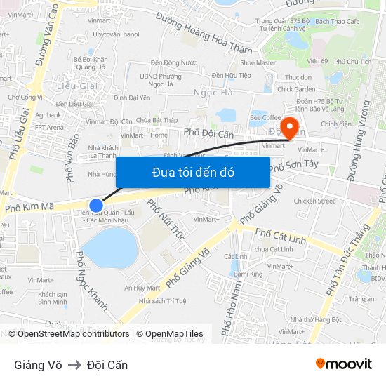 Giảng Võ to Đội Cấn map