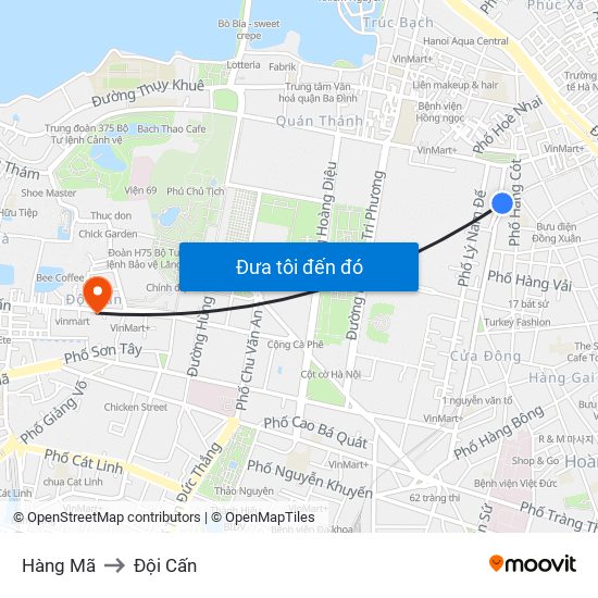 Hàng Mã to Đội Cấn map