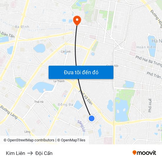 Kim Liên to Đội Cấn map