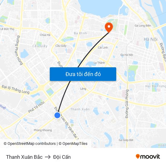 Thanh Xuân Bắc to Đội Cấn map