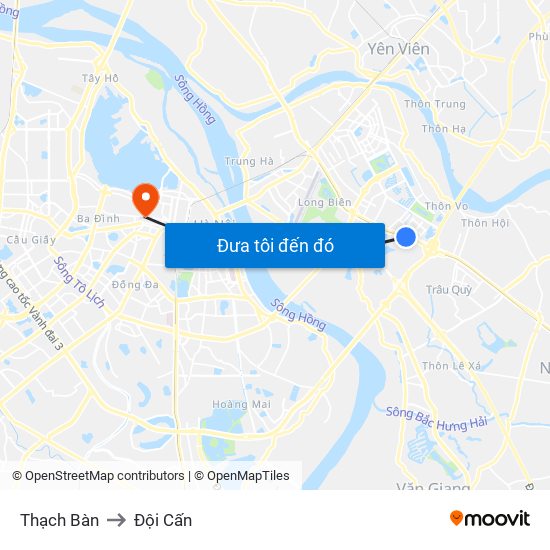 Thạch Bàn to Đội Cấn map