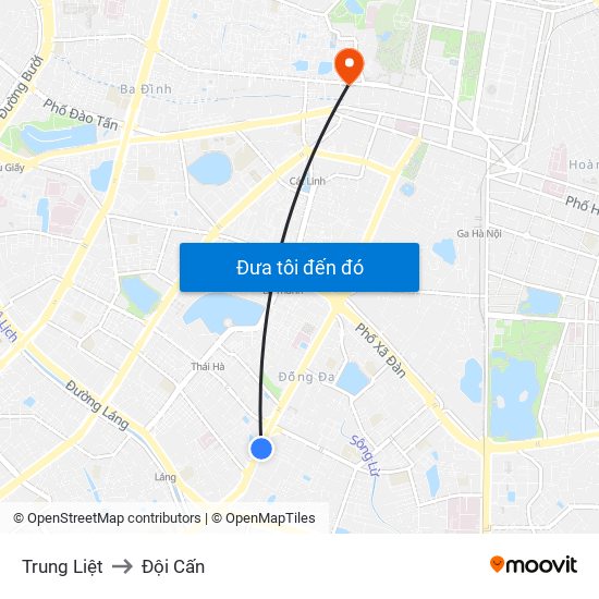 Trung Liệt to Đội Cấn map