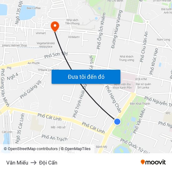 Văn Miếu to Đội Cấn map