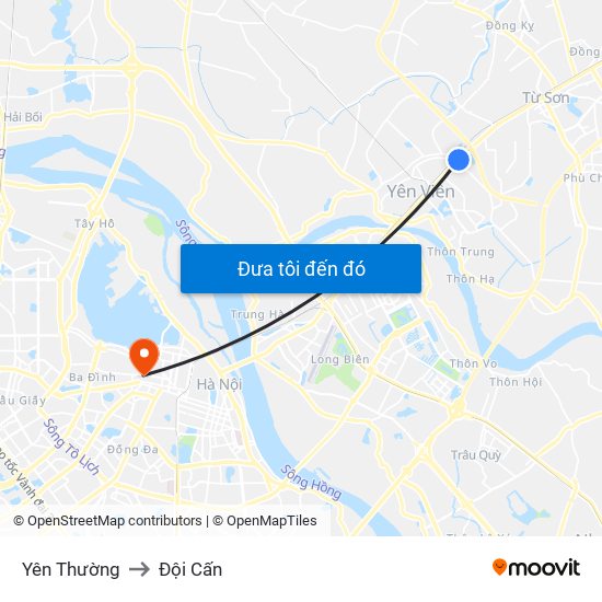 Yên Thường to Đội Cấn map