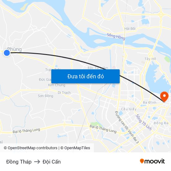 Đồng Tháp to Đội Cấn map