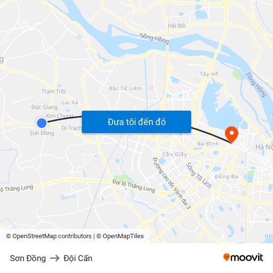 Sơn Đồng to Đội Cấn map