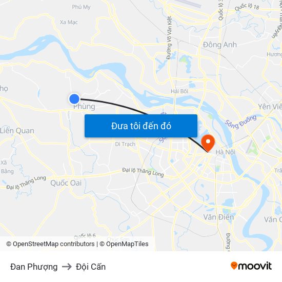 Đan Phượng to Đội Cấn map