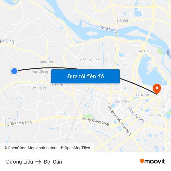 Dương Liễu to Đội Cấn map